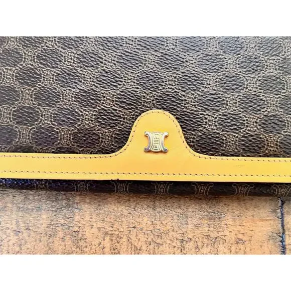 Céline Macadam Long wallet Classic Brown w/Tan leather trim